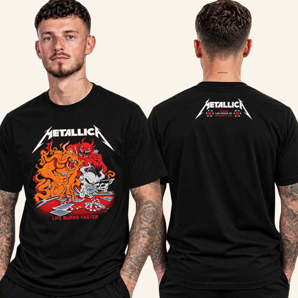 Metallica Life Burns Faster At Sphere T-Shirt In Las Vegas 2026 Tee Metallica Merch Fan Gifts
