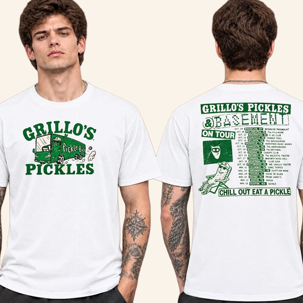 Basement x Grillo Pickles North American Tour 2026 T-Shirt Chill Out Eat A Pickle Shirt Fan Gifts