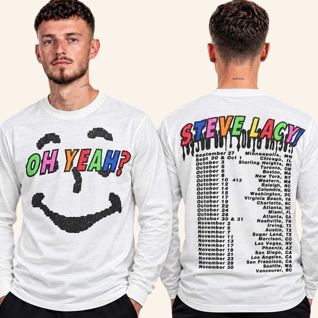 Steve Lacy Merch Oh Yeah Tour 2026 Smiley Face Rainbow Tour Dates Long Sleeve Shirt Fan Gifts