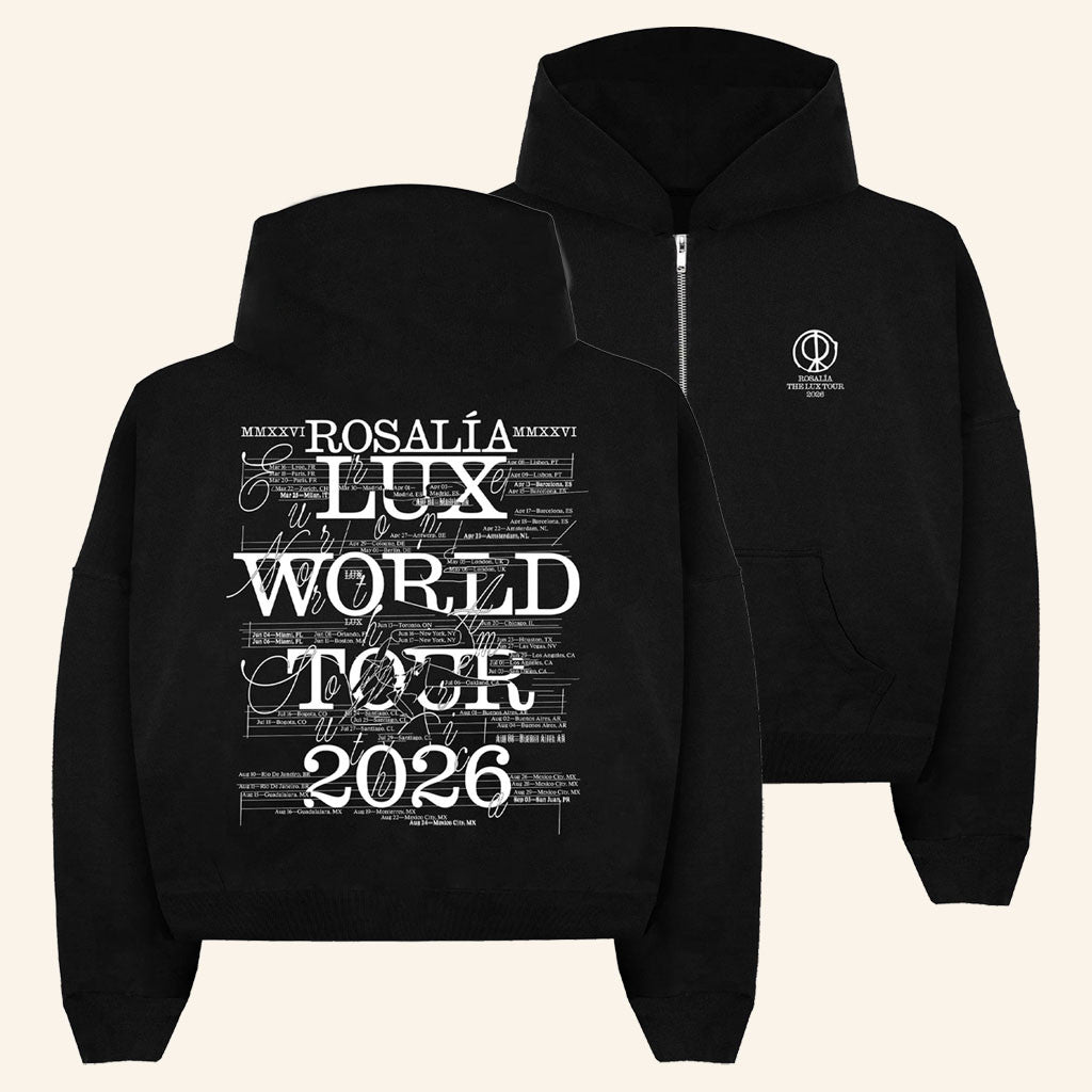 Rosalia Merch 2026 Lux World Tour Sheet Music Zip Hoodie Birthday Gift For Friends