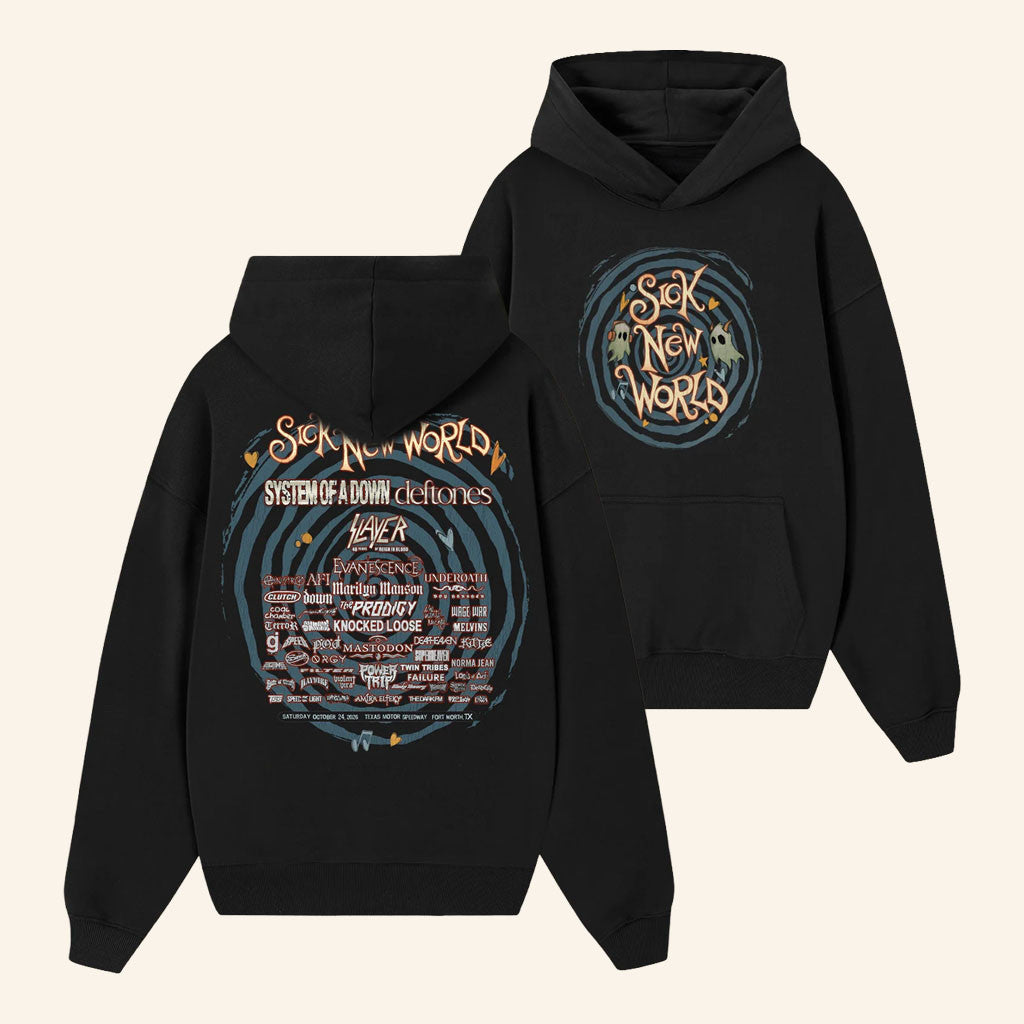 Sick New World Festival Merch 2026 Ghost Spiral Lineup Hoodie Halloween Gifts Ideas