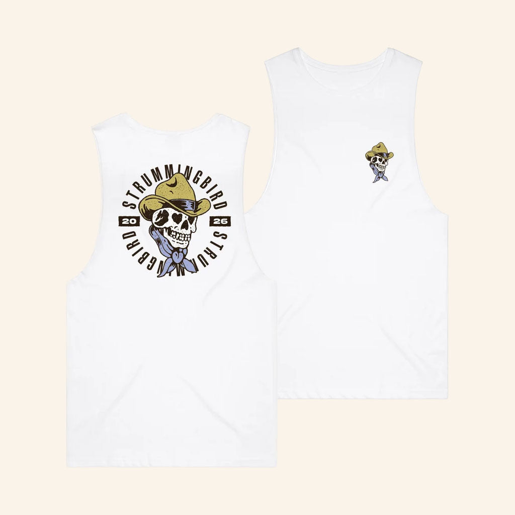 Strummingbird Festival Merch 2026 Cowboy Skull White Tank Top Music Lover Gifts For Him