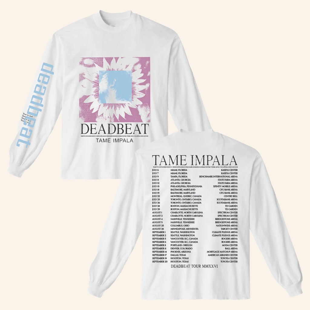 Tame Impala Merch 2026 US Tour Deadbeat Flower Long Sleeve T-Shirt Gifts For Besties