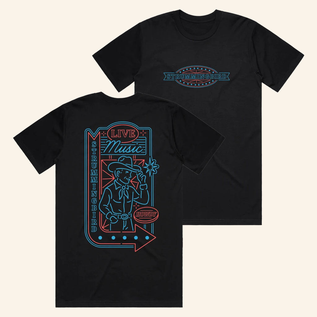 Strummingbird Festival Merch 2026 Neon Cowboy T-Shirt Presents For Music Fans