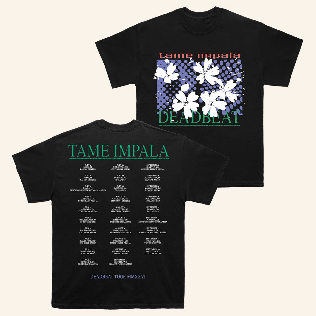 Tame Impala Merch 2026 US Tour Deadbeat Flower T-Shirt Gifts For Friends