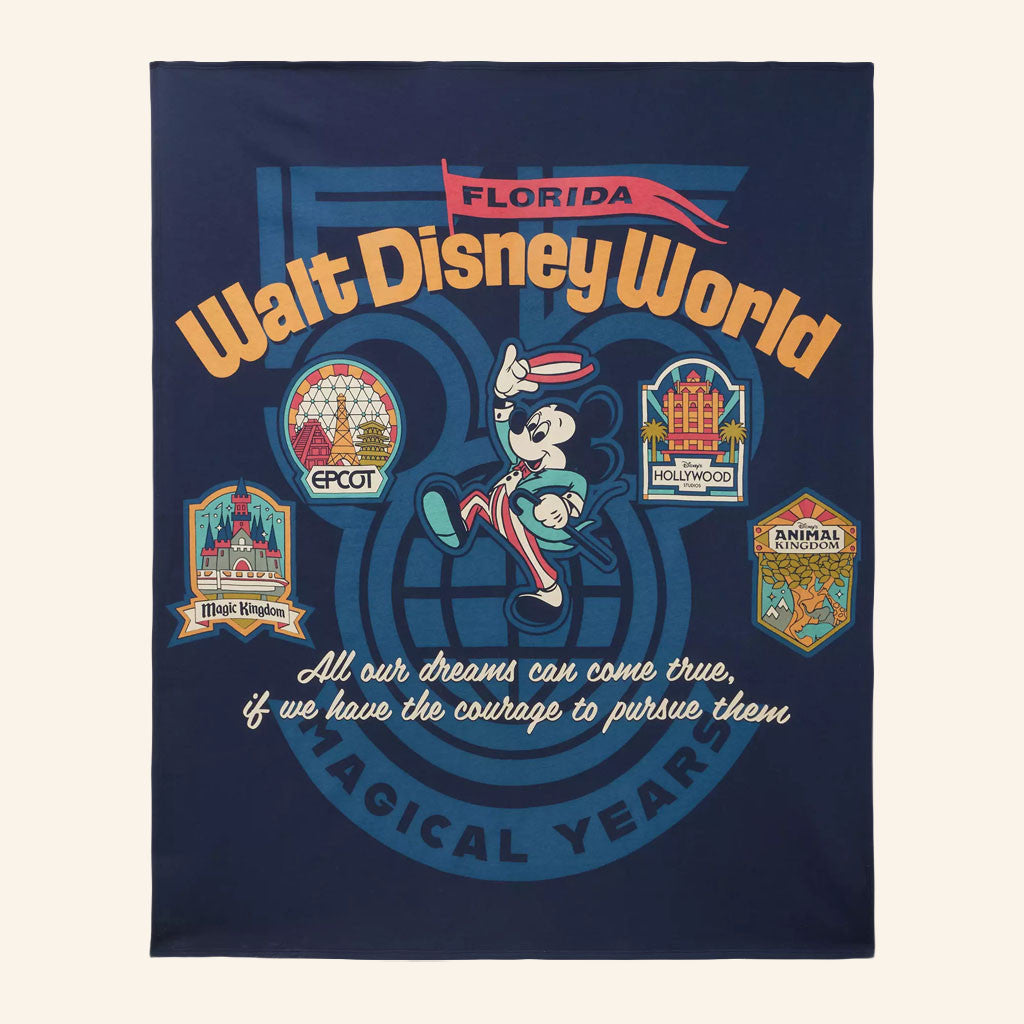Walt Disney World 55th Merch 2026 Mickey Mouse Throw Blanket Gift For Disney Lovers