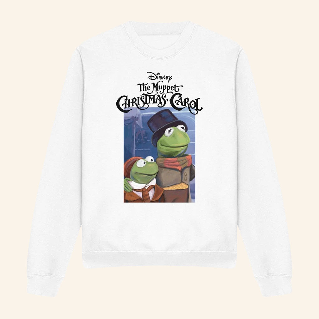 Muppets Christmas Carol Merch Kermit Sweatshirt White Disney Gift For Movie Lovers