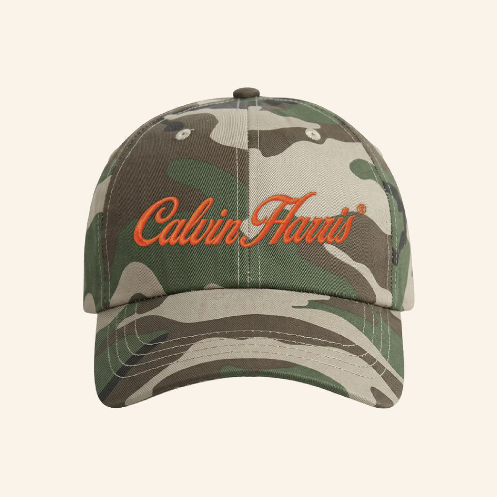 Calvin Harris Merch 2026 Camo Script Logo Hat Embroidered Calvin Harris Hat Gift For Fans