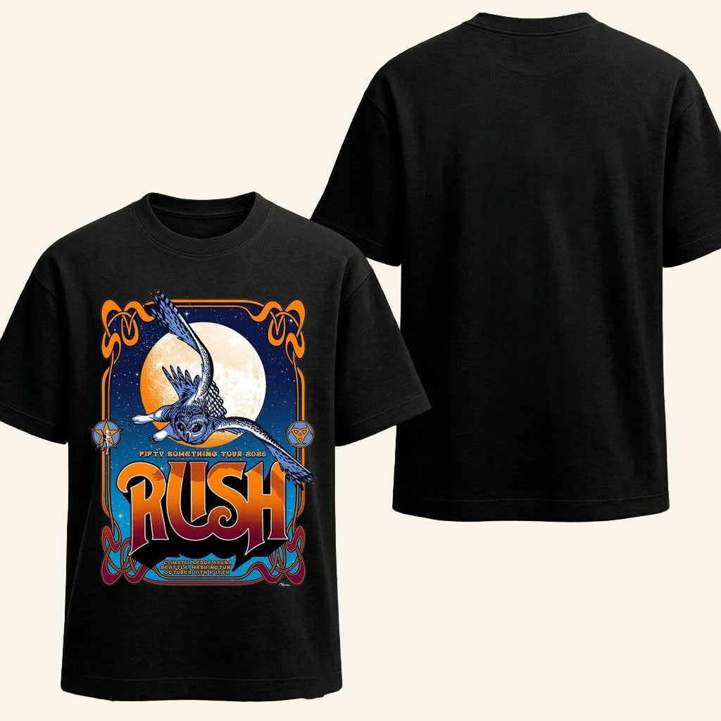 Rush Fifty Something Tour 2026 Merch Owl Moon T-Shirt Gifts For A Rock Music Lover