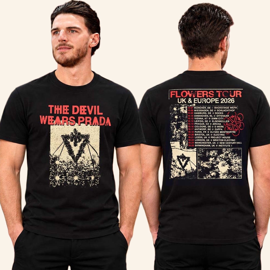 The Devil Wears Prada Merch Flowers Tour UK And EU 2026 Tour Dates T-Shirt Band Fan Gifts