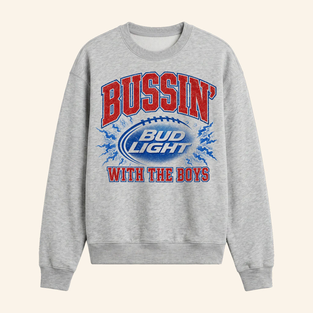 BWTB Merch 2026 Bussin' X Bud Light Crewneck With The Boys Sweatshirt Football Fan Gifts