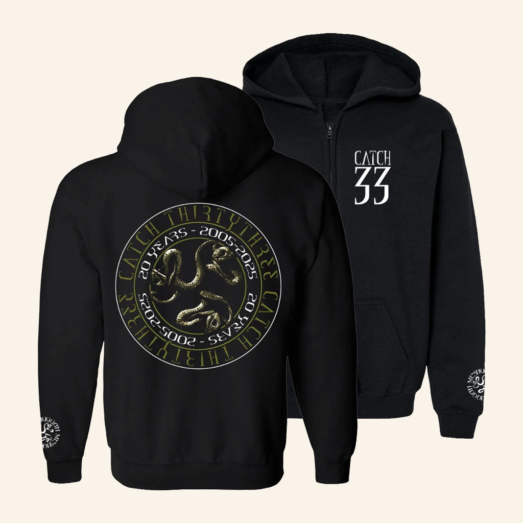 Meshuggah Merch 2026 CATCH33 20th Crest Zip Hoodie Unique Gifts For Music Lovers