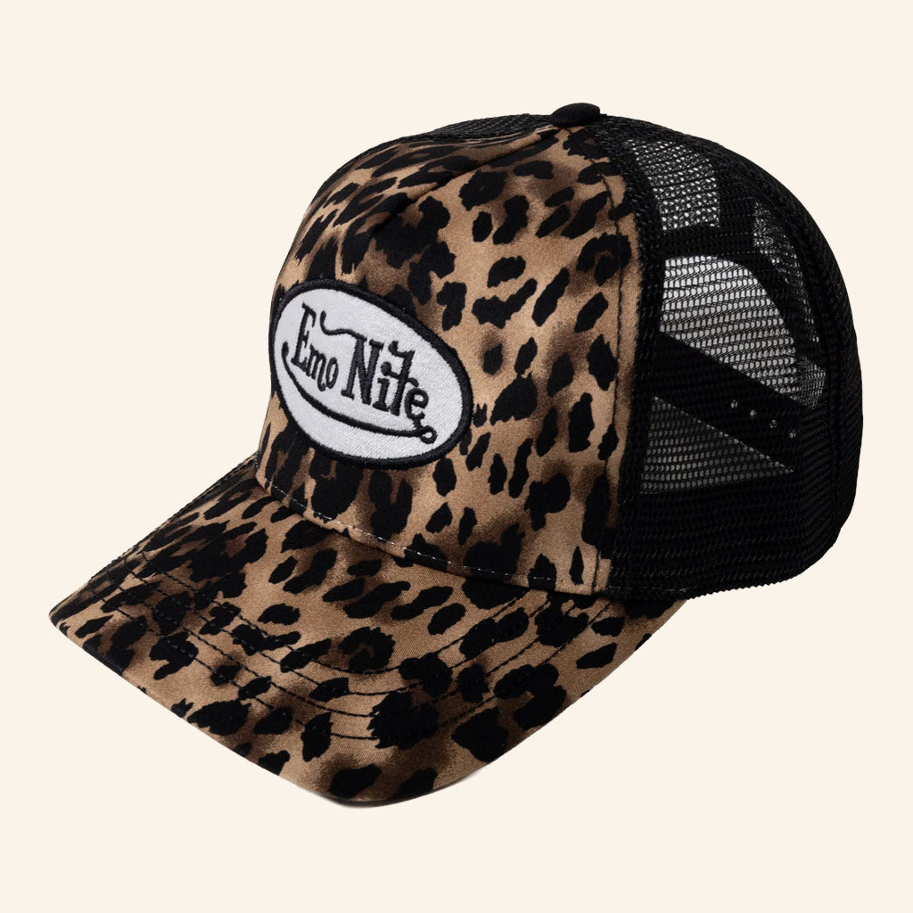 Emo Nite Merch 2026 Wild Nite Trucker Hat Leopard Cap Gift For Emo Music Fans