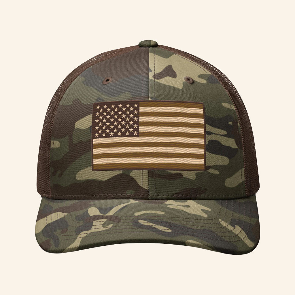 Fox News Merch 2026 Distressed Flag Embroidered Camo Trucker Hat Patriotic Gift For Dad