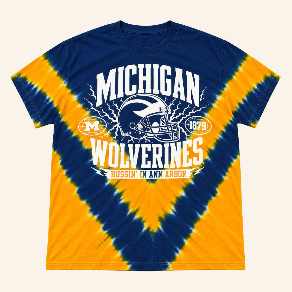 BWTB Merch 2026 Bussin' X Michigan Wolverines Tie Dye T-Shirt Present For Football Lovers