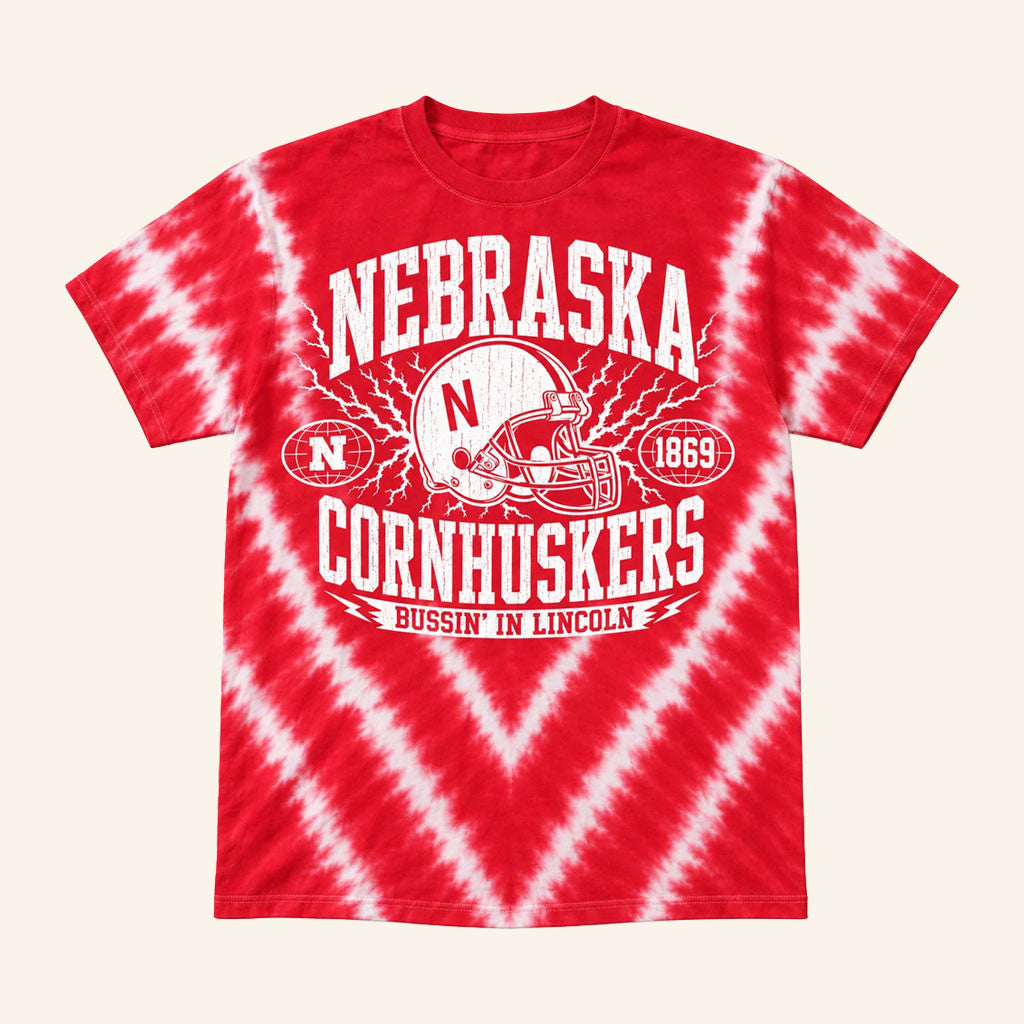 BWTB Merch 2026 Bussin' X Nebraska Cornhuskers Tie Dye T-Shirt Football Fan Gifts Ideas