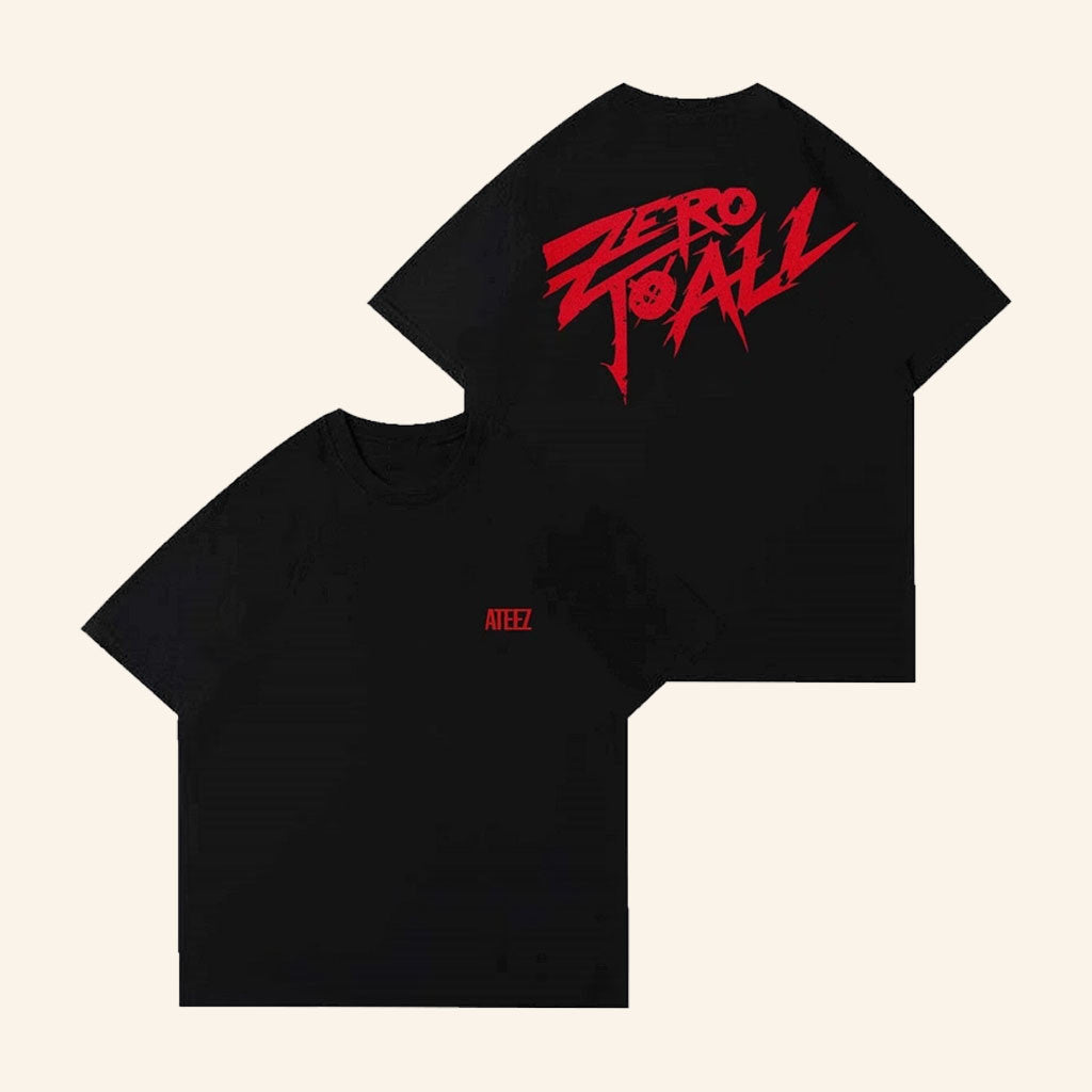Ateez Merch 2027 Zero To All World Tour T-Shirt Black Gift Ideas For Kpop Fans