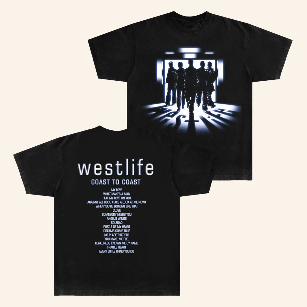 Westlife Merch 2026 Coast To Coast Shadow Tracklist T-Shirt Presents For Music Lovers