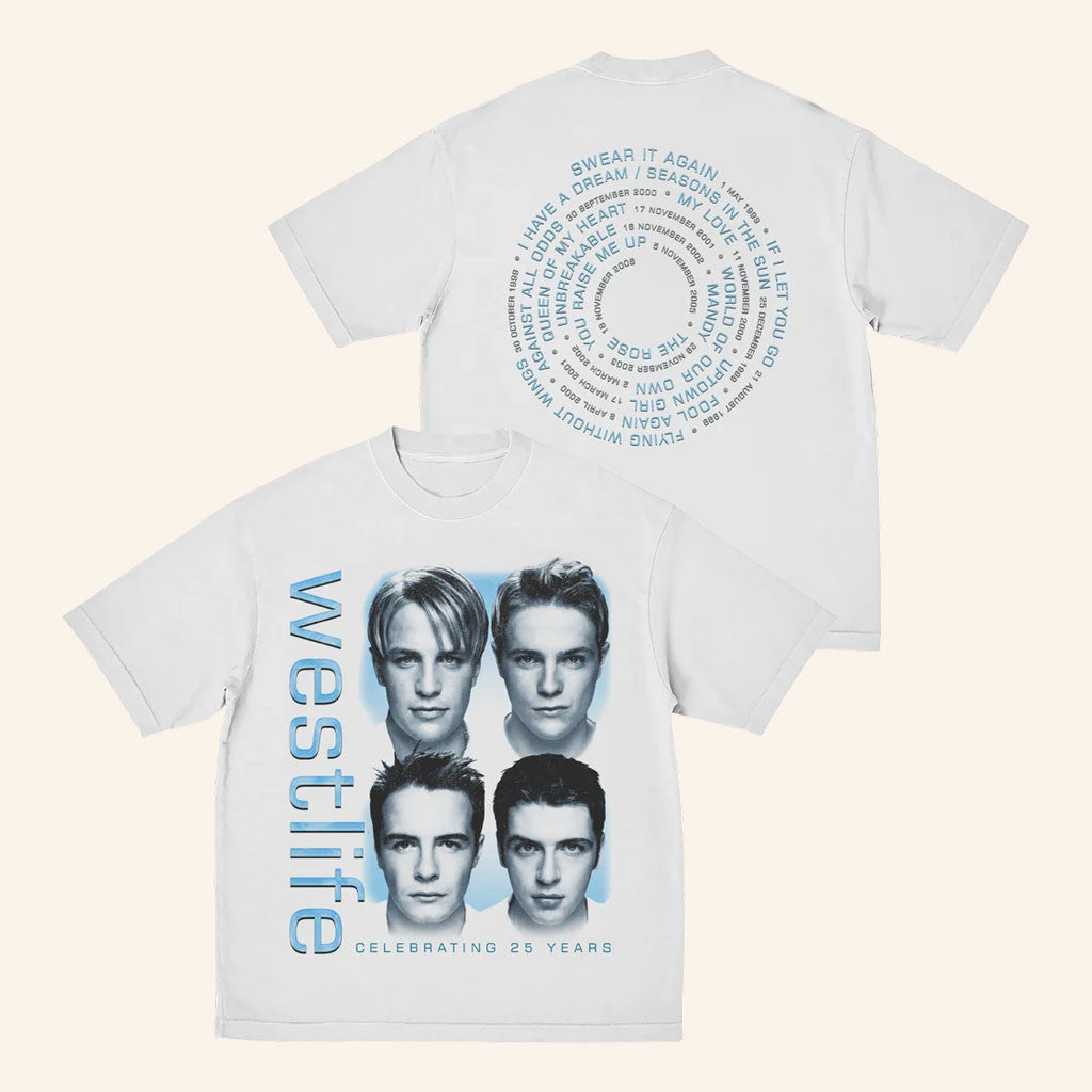 Westlife Merch 2026 Retro Heads Tracklist T-Shirt Westlife Celebrating 25 Years Shirt Fan Gifts