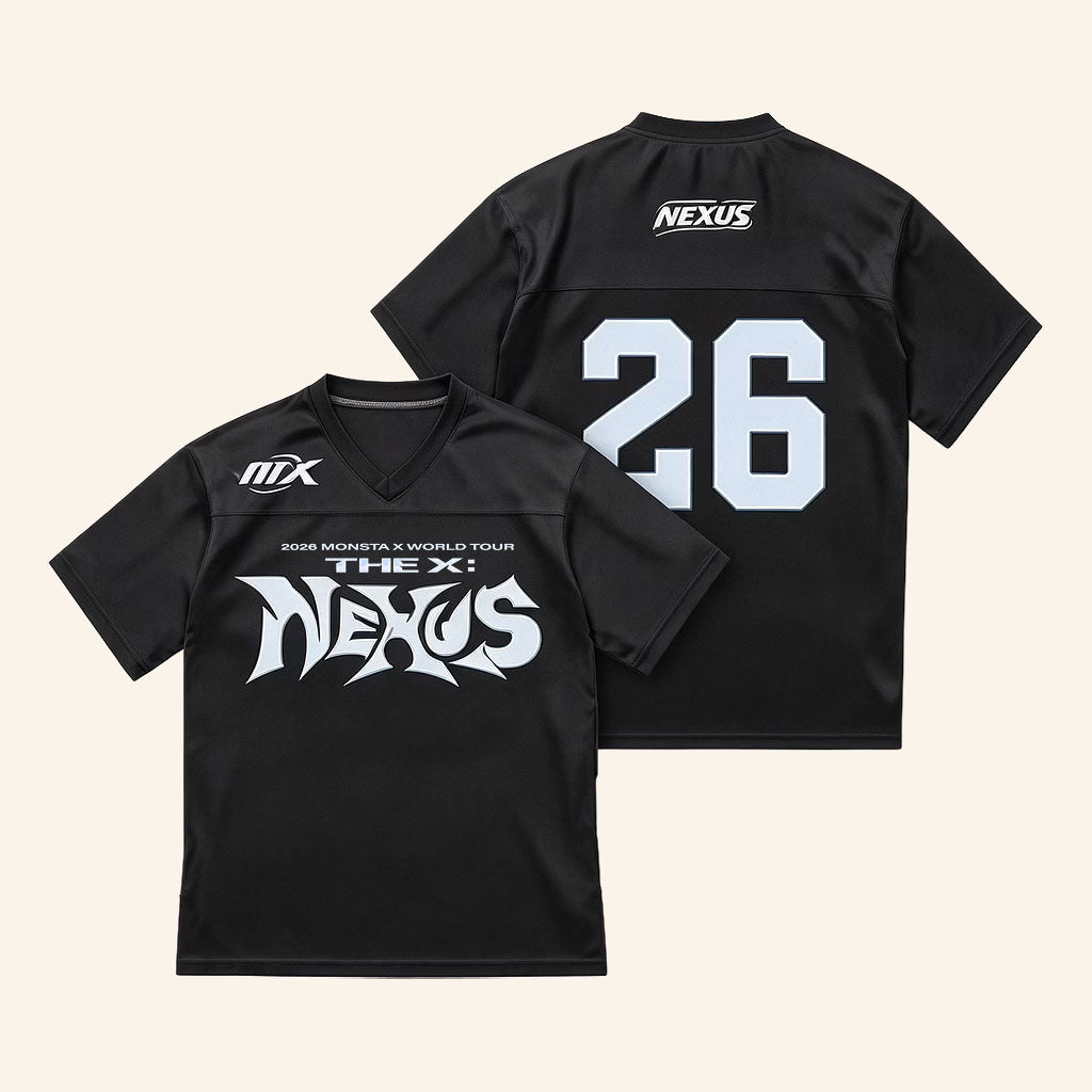 Monsta X Merch 2026 World Tour Nexus Football Jersey Black Monsta X Concert Merch Fan Gifts