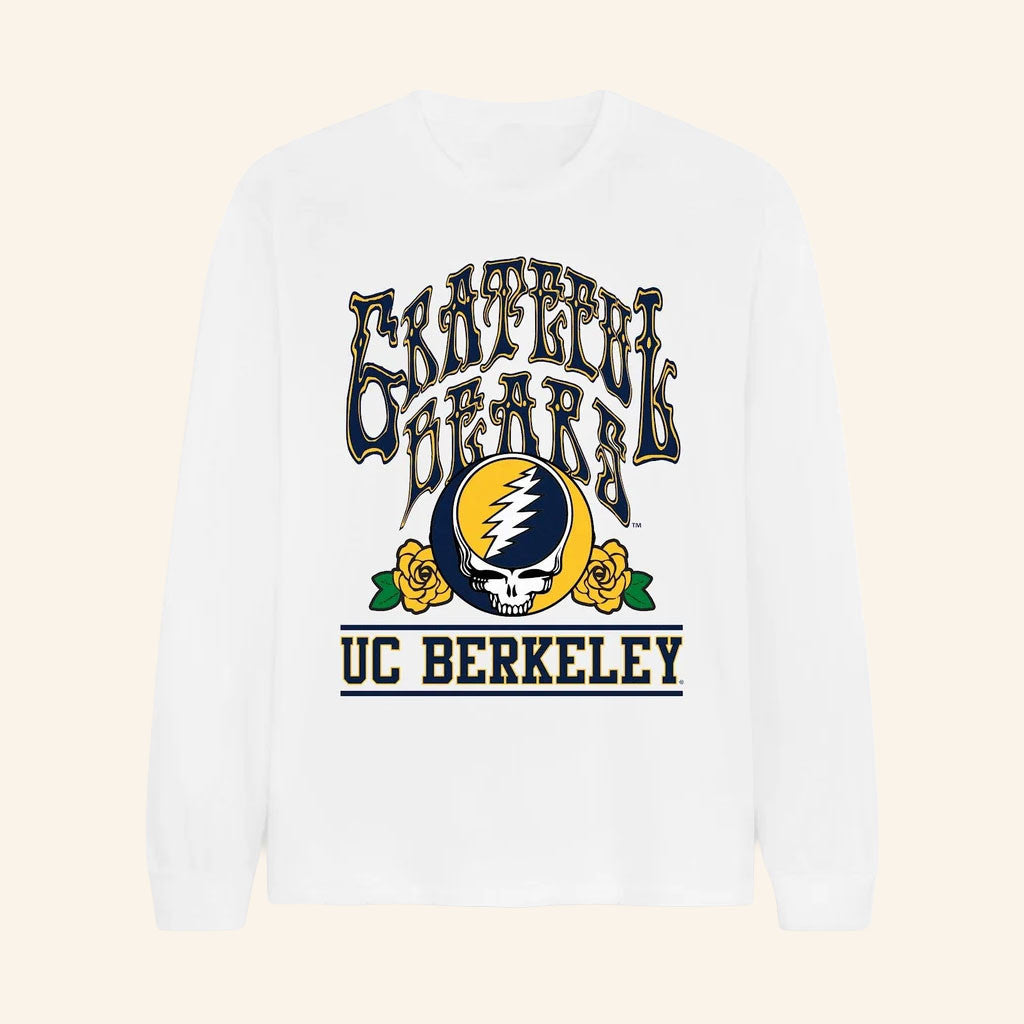Grateful Dead X Cal Berkeley Grateful Bears Merch 2026 Steal Your Face Long Sleeve Shirt White