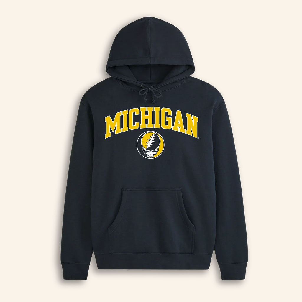 Class Trip Merch 2026 Michigan X Grateful Dead Steal Your Face Arch Hoodie Gift For Deadheads