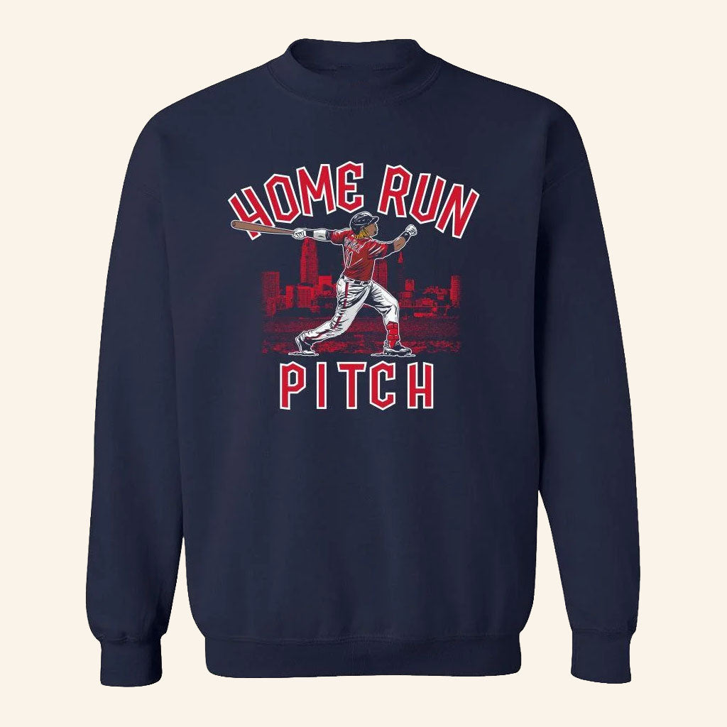 Home Run Pitch City Crewneck Sweatshirt Cleveland Guardians Merch Gift For Baseball Fans