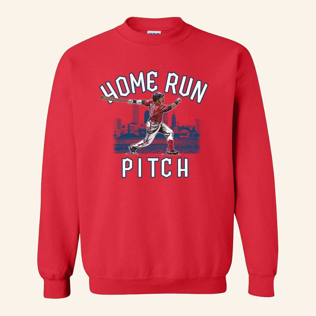 Home Run Pitch City Crewneck Sweatshirt Cleveland Guardians Merch Baseball Fans Gifts Ideas