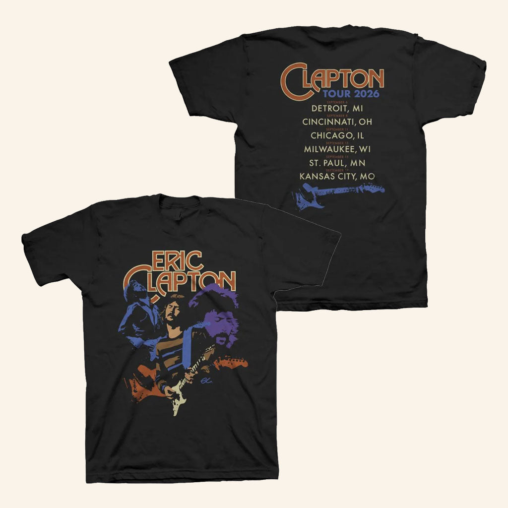 Eric Clapton Merch 2026 Vintage Montage Tour T-Shirt Top Gifts For Music Lovers