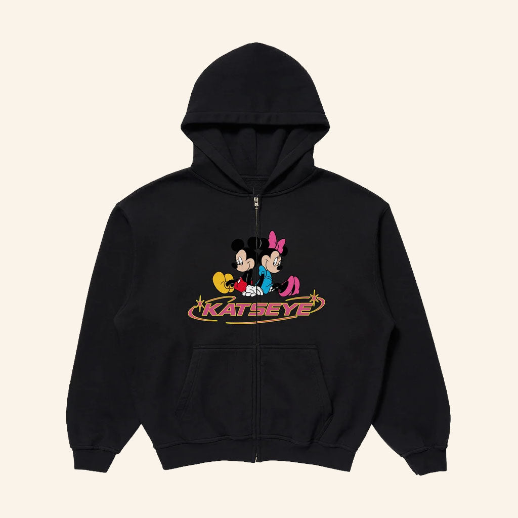 Katseye X Disney Merch 2026 Mickey And Minnie Zip Hoodie Black Gift For Disney Lovers