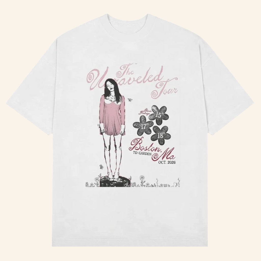 Olivia Rodrigo Merch 2026 OR TD Garden Tour Boston MA T-Shirt The Unraveled Tour Merch Gifts