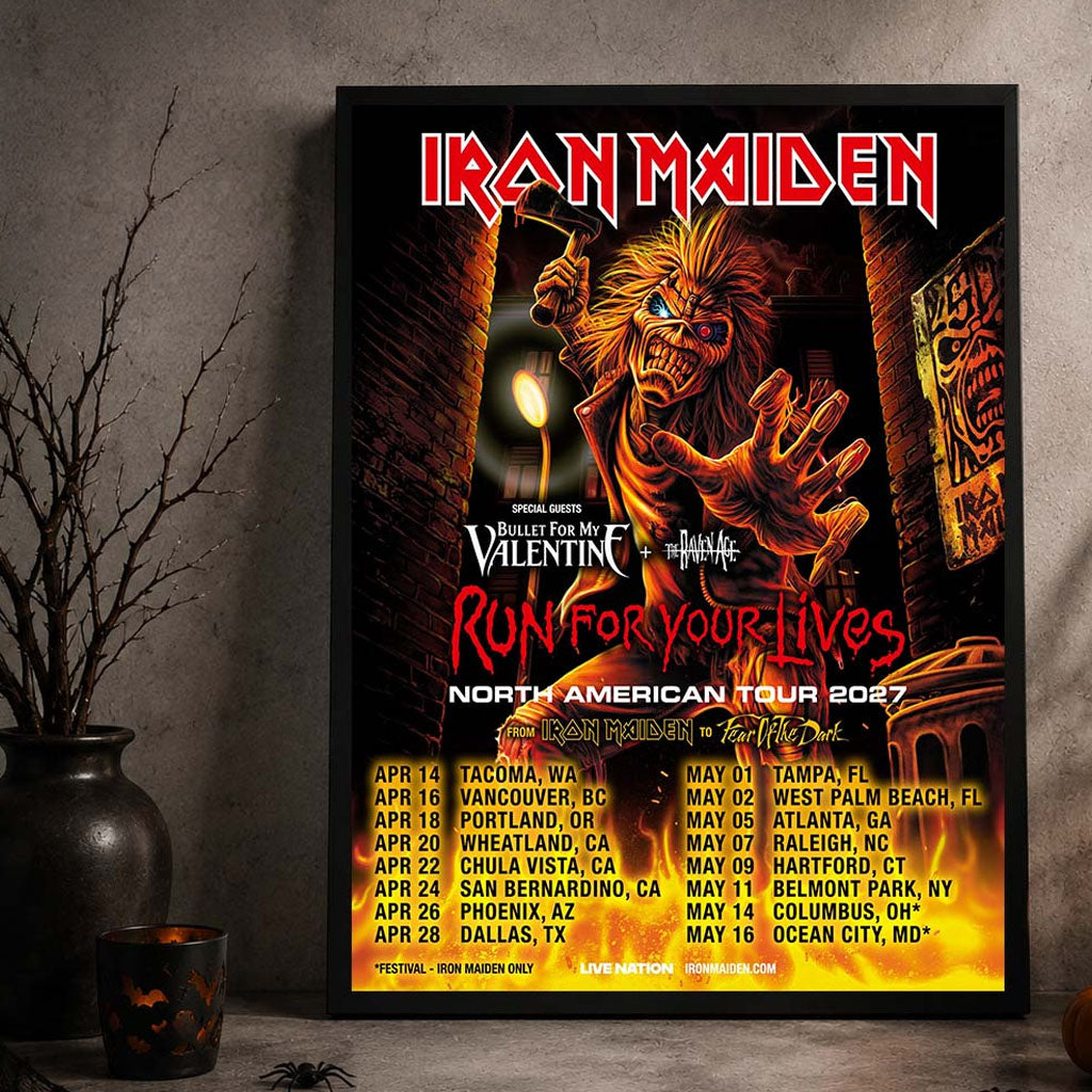 Iron Maiden Merch Run For Your Lives North American Tour 2027 Tour Dates Home Decor Poster