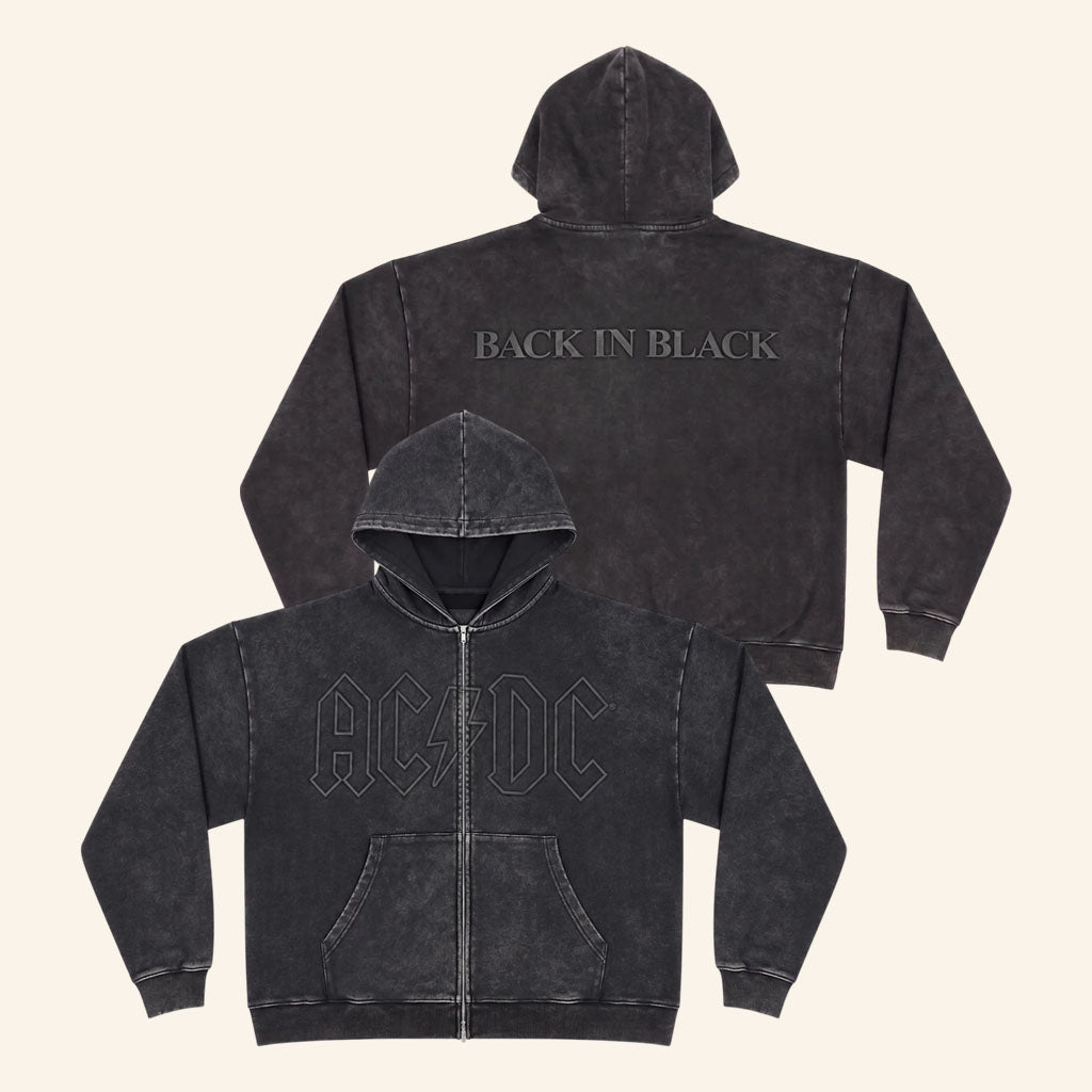 AC DC Merch 2026 Back In Black Anniversary Zip Hoodie Gift Ideas For Rock Lovers