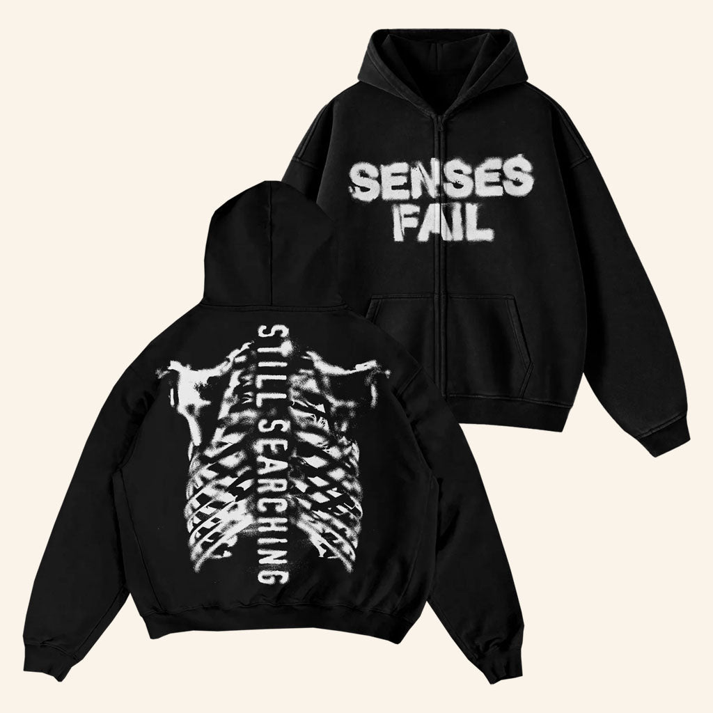 Senses Fail Merch 2026 Ribcage Zip Hoodie Unique Gifts For Music Lovers