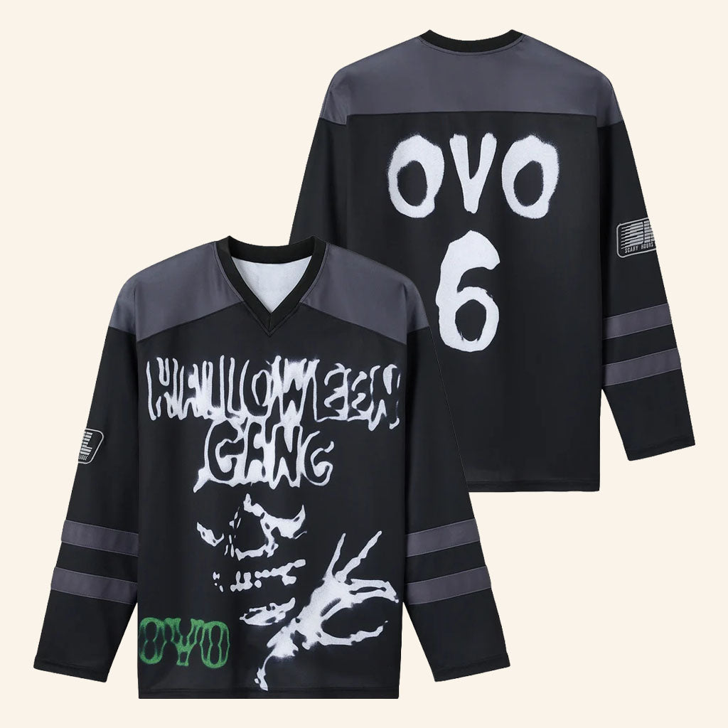 OVO Merch 2026 Halloween Gang Hockey Jersey Black Spooky Season Apparel Gifts For Dudes