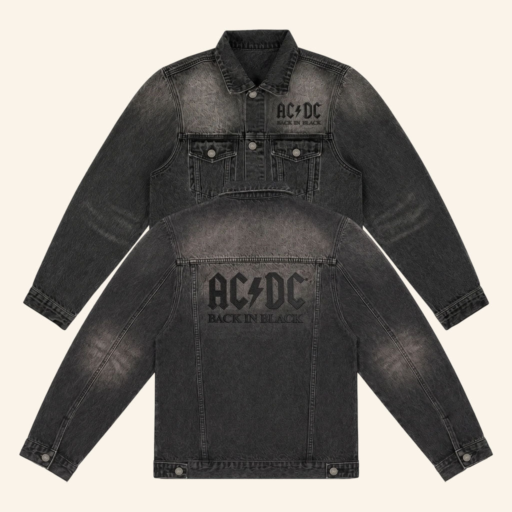 AC DC Merch 2026 Back In Black Anniversary Denim Jacket Presents For Rock Music Lovers
