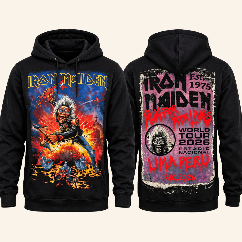 Iron Maiden Merch 2026 Estadio Nacional Lima Peru Hoodie Run For Your Lives World Tour 2026 Hoodie