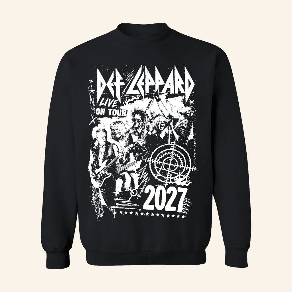 Def Leppard Merch Live On Tour 2027 Crewneck Def Leppard Sweatshirt Gift For Rock Fans