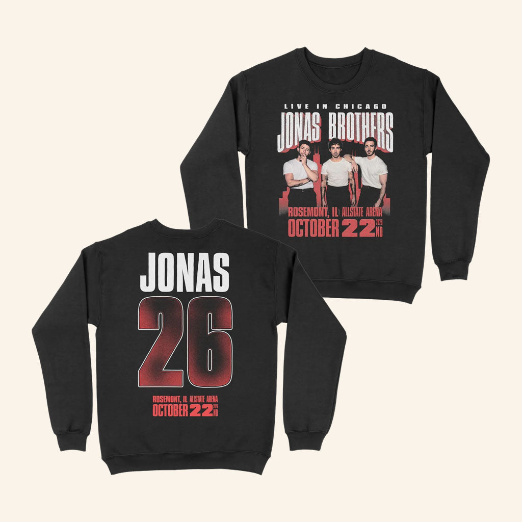 Jonas Brothers Merch Burning Up All Over Again Rosemont IL City Sweatshirt Concert Apparel
