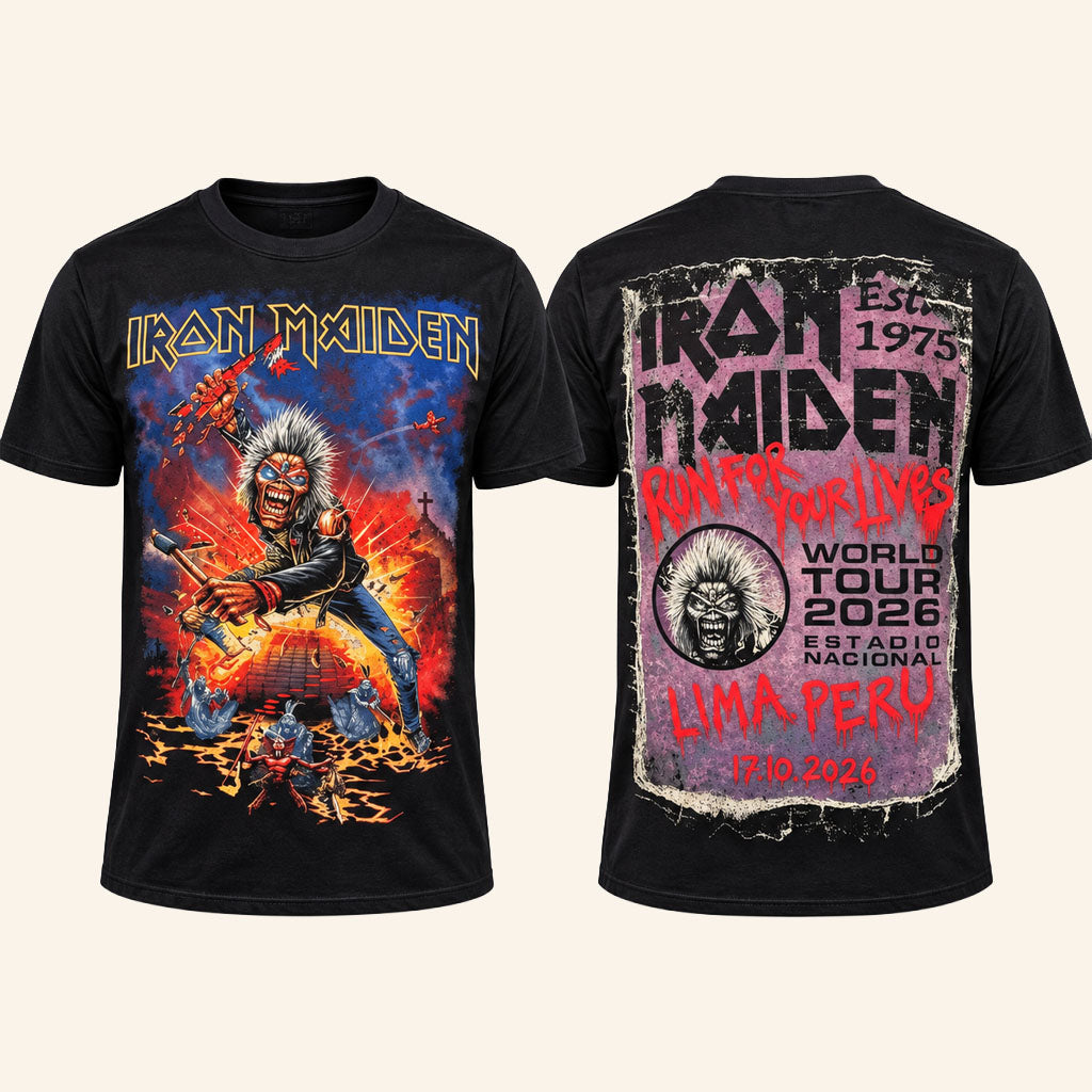 Iron Maiden Merch 2026 Estadio Nacional Lima Peru Shirt Run For Your Lives World Tour 2026 T-Shirt