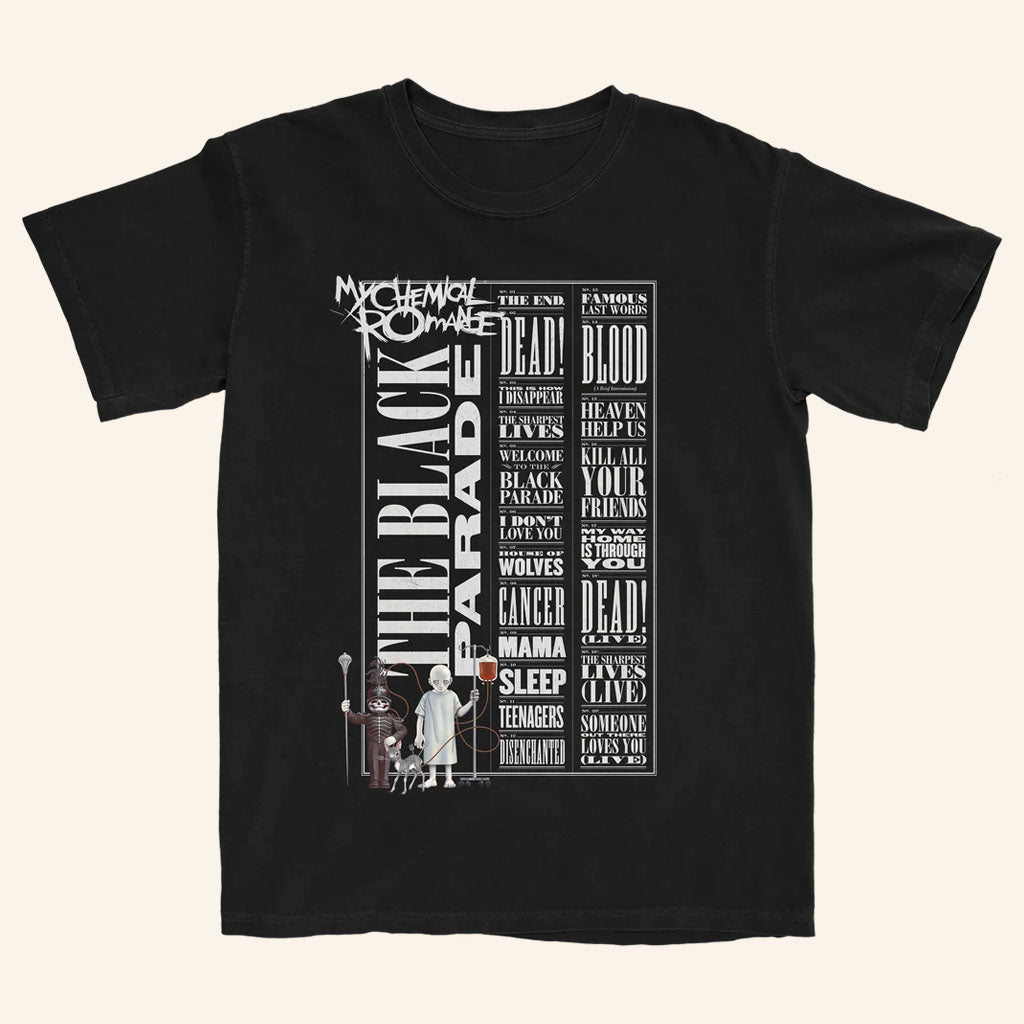My Chemical Romance Merch MCR 2026 The Black Parade Deluxe Tracklist T-Shirt Gifts For Rock Fan