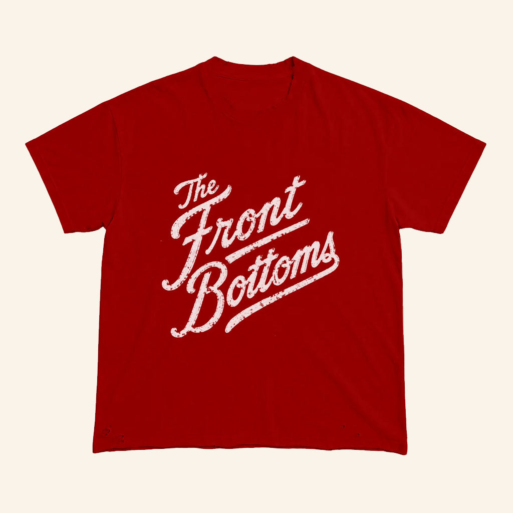 The Front Bottoms Merch 2026 Script Logo Red T-Shirt Best Gifts For Rock Band Fans