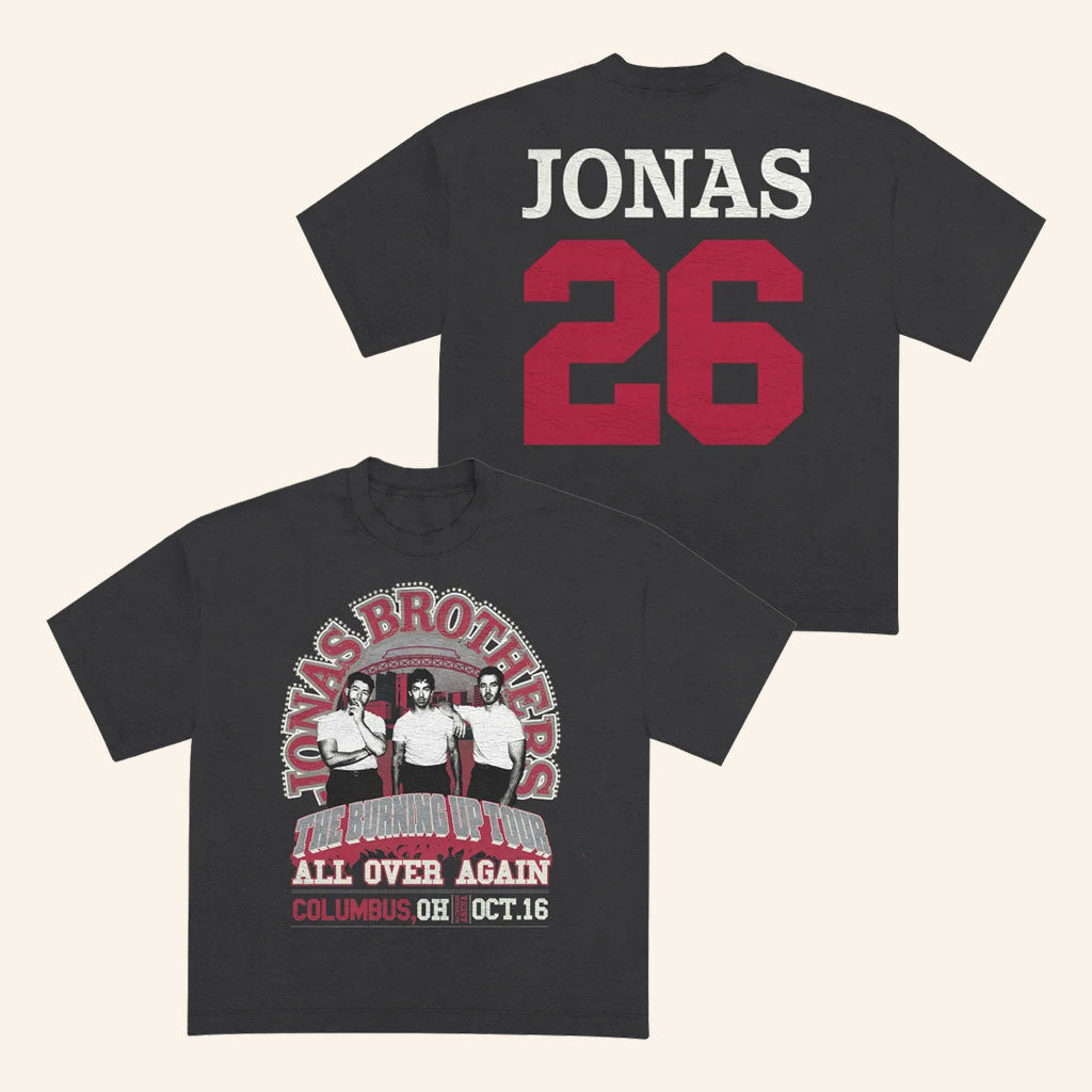 Jonas Brothers Merch Burning Up All Over Again Columbus OH City T-Shirt 2026 Music Fan Gifts