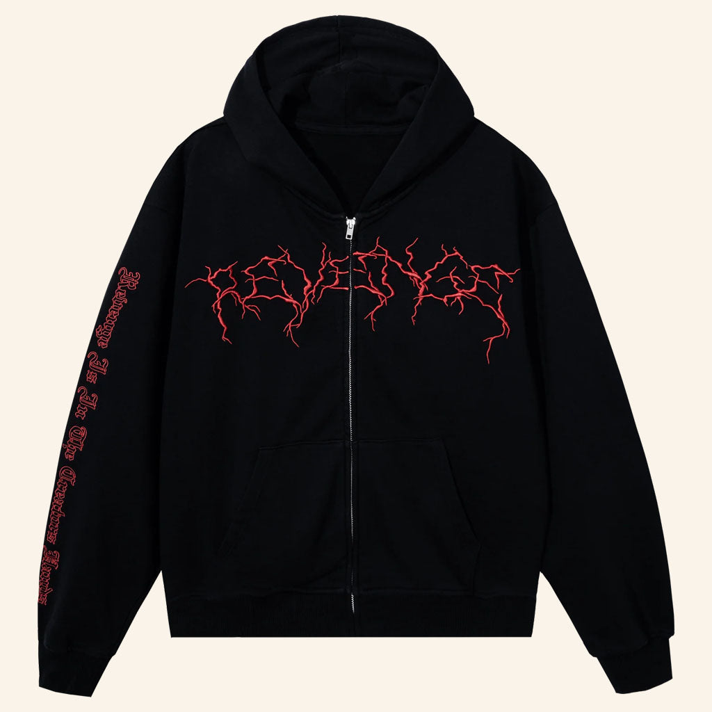 Revenge Merch 2026 Lightning Logo Zip Hoodie Black Best Gifts For Boyfriend