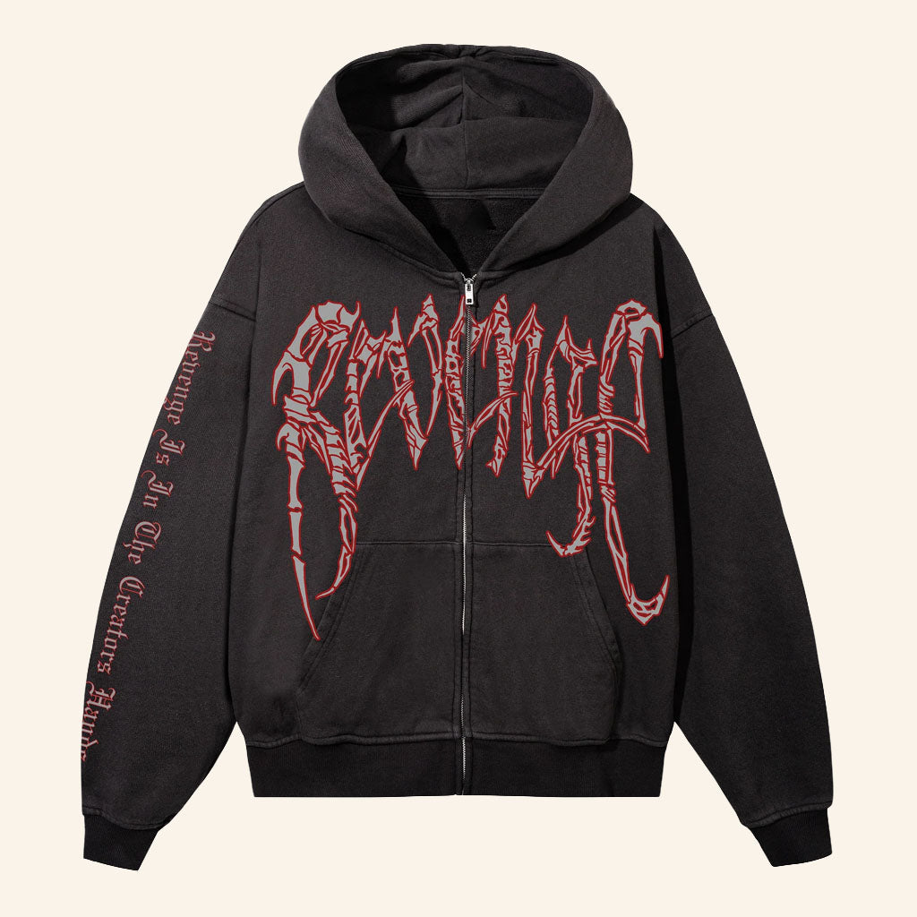 Revenge Merch 2026 Spinal Arch Logo Zip Hoodie Present Ideas For Halloween