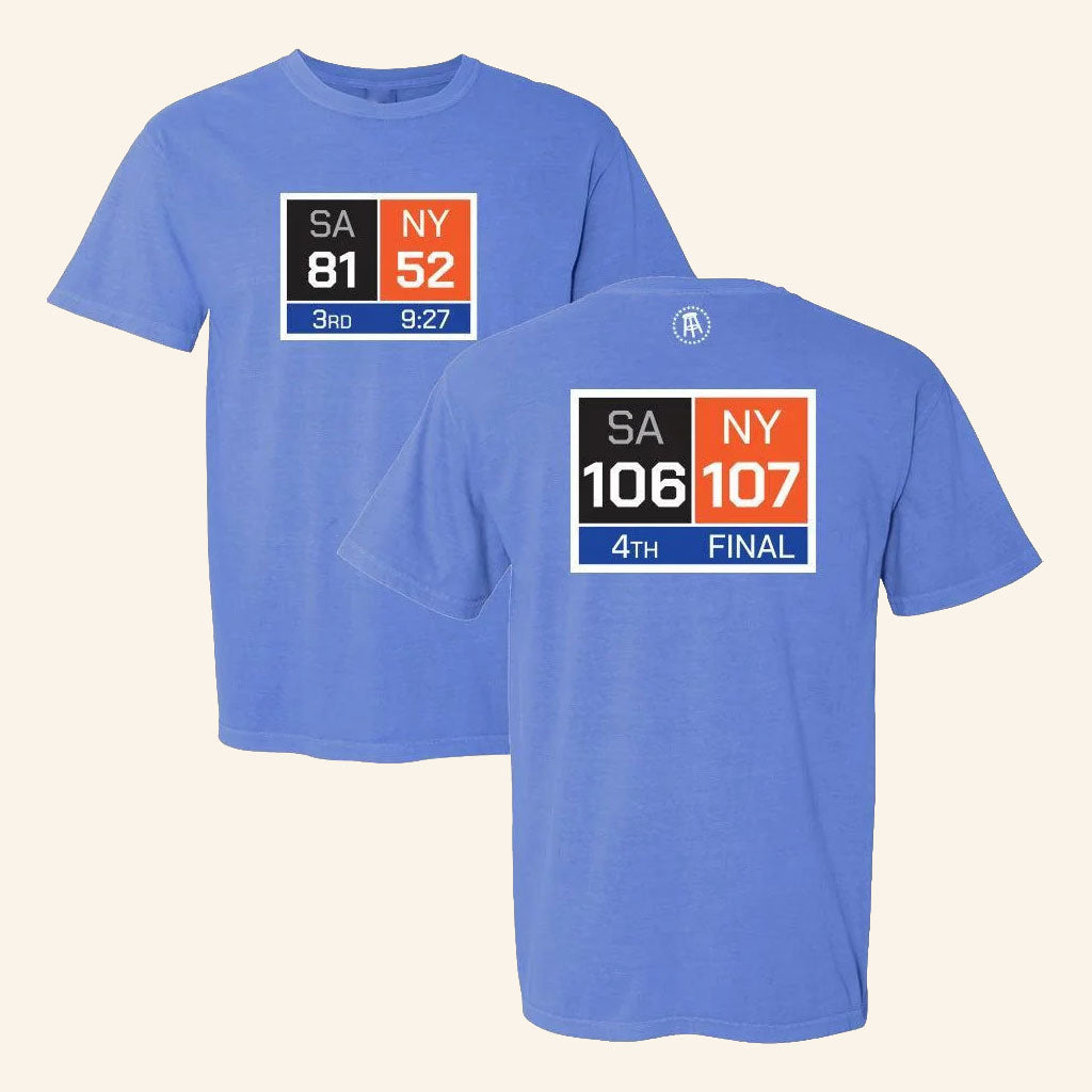 NY Comeback T-Shirt San Antonio Spurs vs New York Knicks Score Board Tee Basketball Fan Gifts