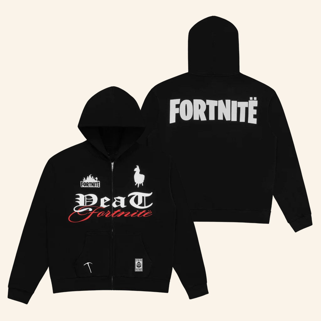 Yeat x Fortnite Merch 2026 Fortnite Black Zip Hoodie Great Gifts For Game Lovers