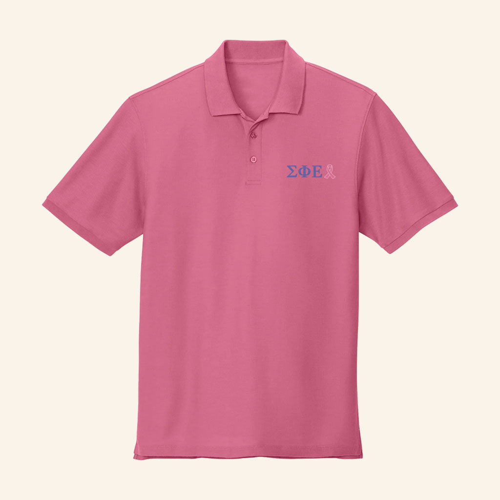 Sigma Phi Epsilon Merch 2026 SigEp Pink Ribbon Polo Shirt Present For Members