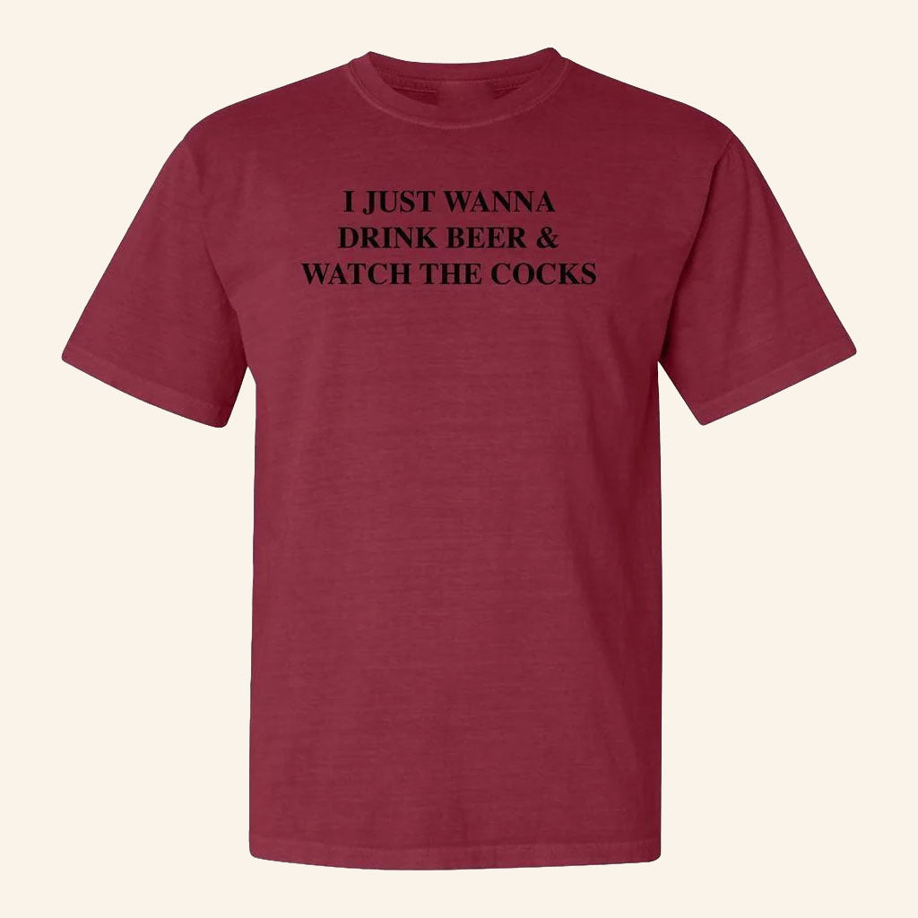 Old Row Merch 2026 Just Wanna Drink Columbia T-Shirt Watch The Cocks Tee Football Fan Gifts