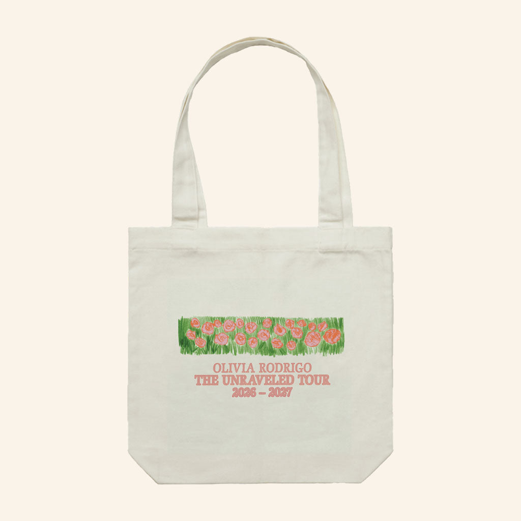 Olivia Rodrigo Centre Bell Merch 2026 The Unraveled Tour Flower Tote Bag Gift For Music Lovers